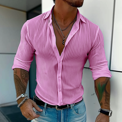 Camicia Uomo Slim Fit Costine Bottoni
