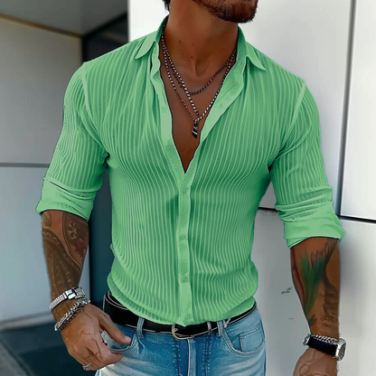 Camicia Uomo Slim Fit Costine Bottoni