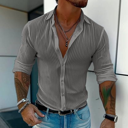 Camicia Uomo Slim Fit Costine Bottoni