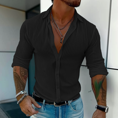 Camicia Uomo Slim Fit Costine Bottoni