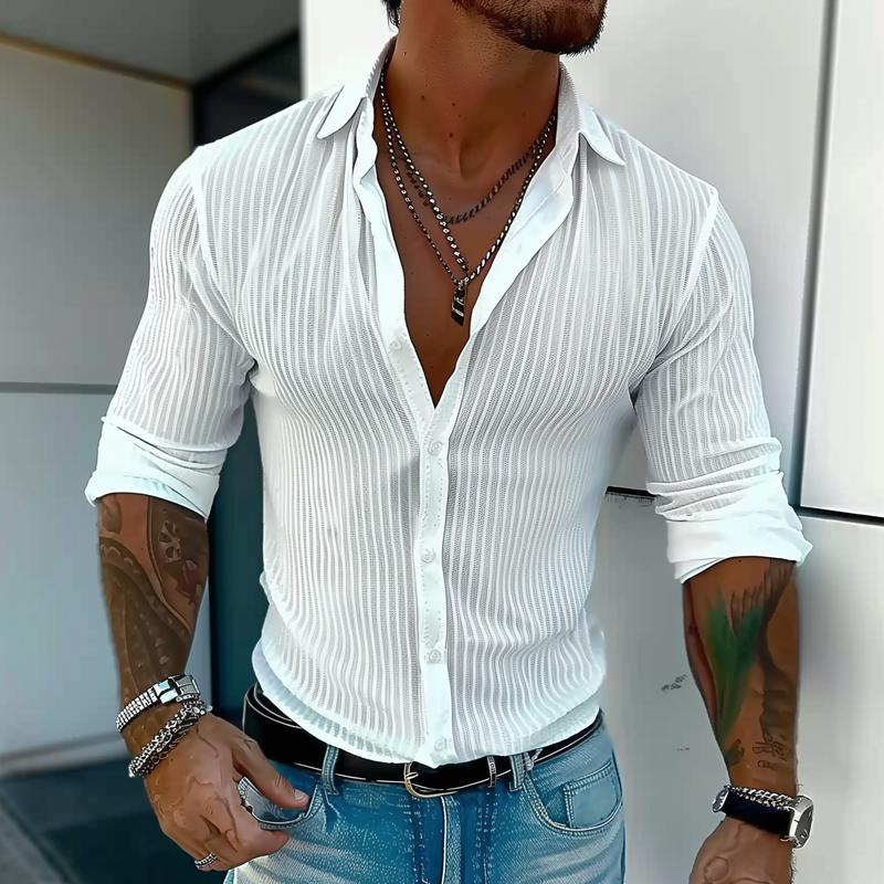Camicia Uomo Slim Fit Costine Bottoni