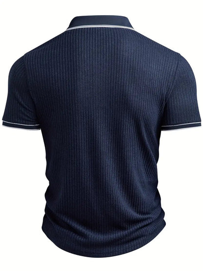 Polo Uomo in Cotone Costine con Inserti a Contrasto