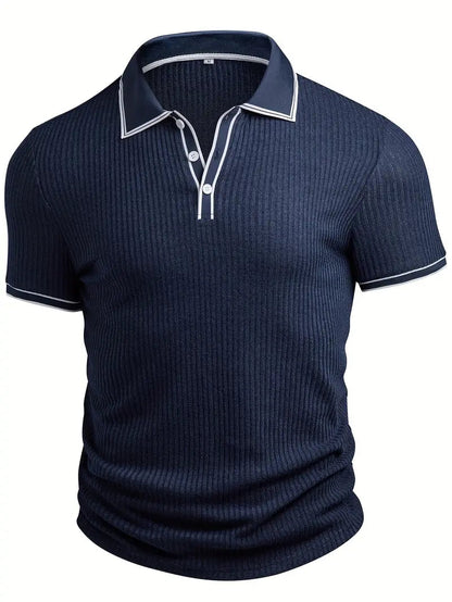 Polo Uomo in Cotone Costine con Inserti a Contrasto