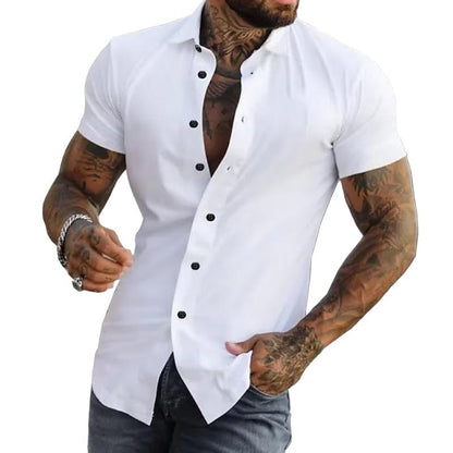 Camicia Uomo Slim Fit Manica Corta con Bottoni - Brentozzi
