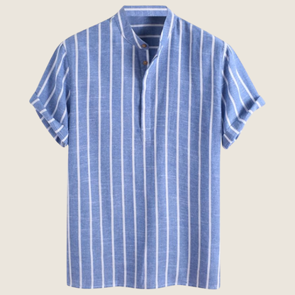 Polo Uomo Cotone Collo Alto Manica Corta Rigata - Brentozzi