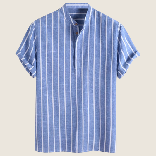Polo Uomo Cotone Collo Alto Manica Corta Rigata - Brentozzi
