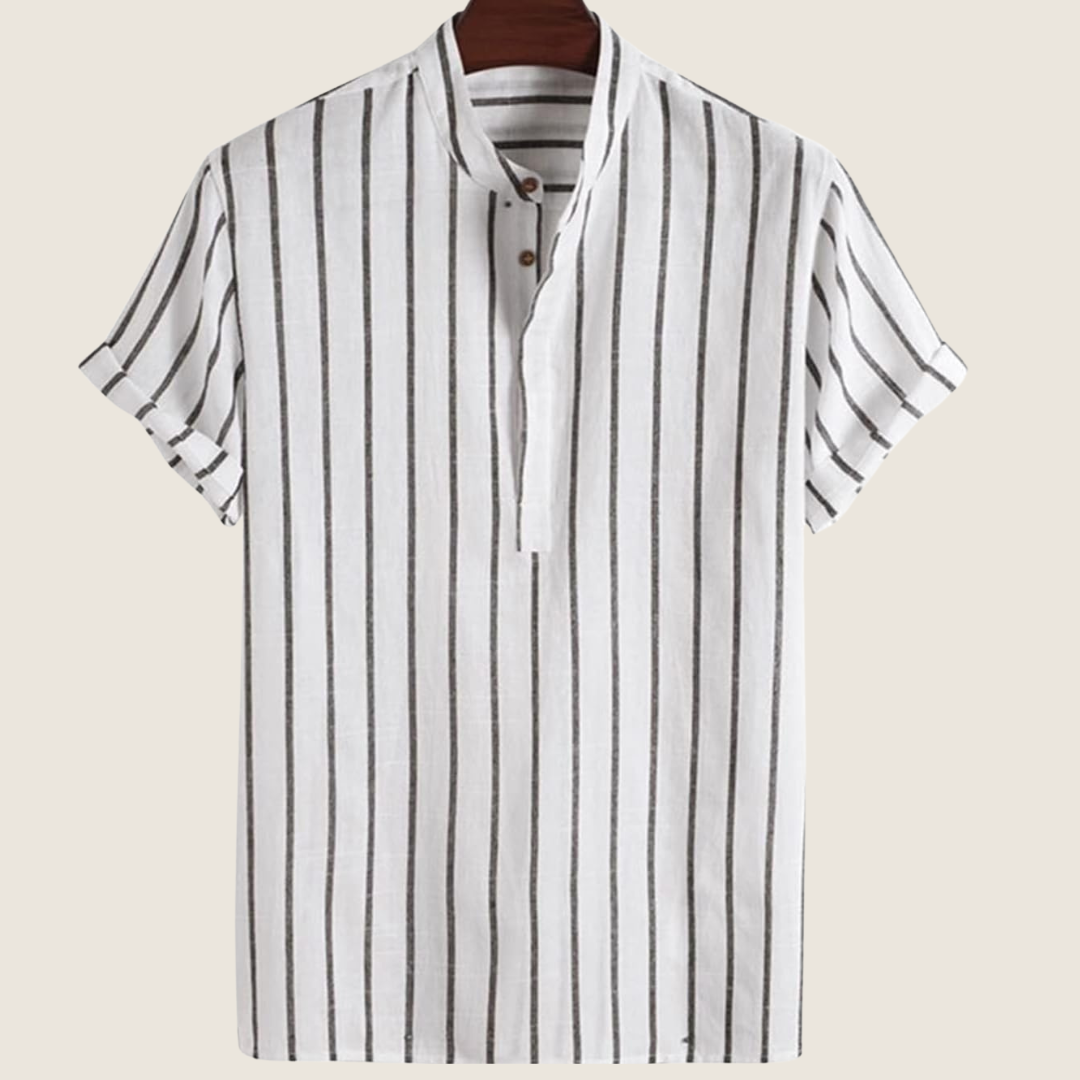Polo Uomo Cotone Collo Alto Manica Corta Rigata