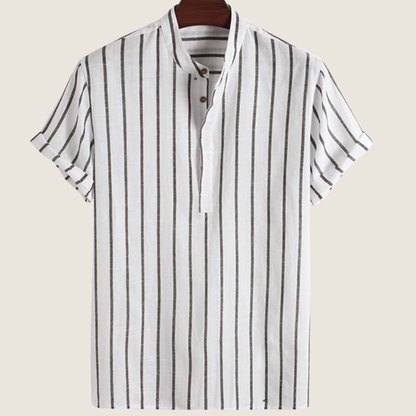 Polo Uomo Cotone Collo Alto Manica Corta Rigata