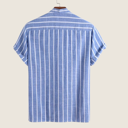 Polo Uomo Cotone Collo Alto Manica Corta Rigata