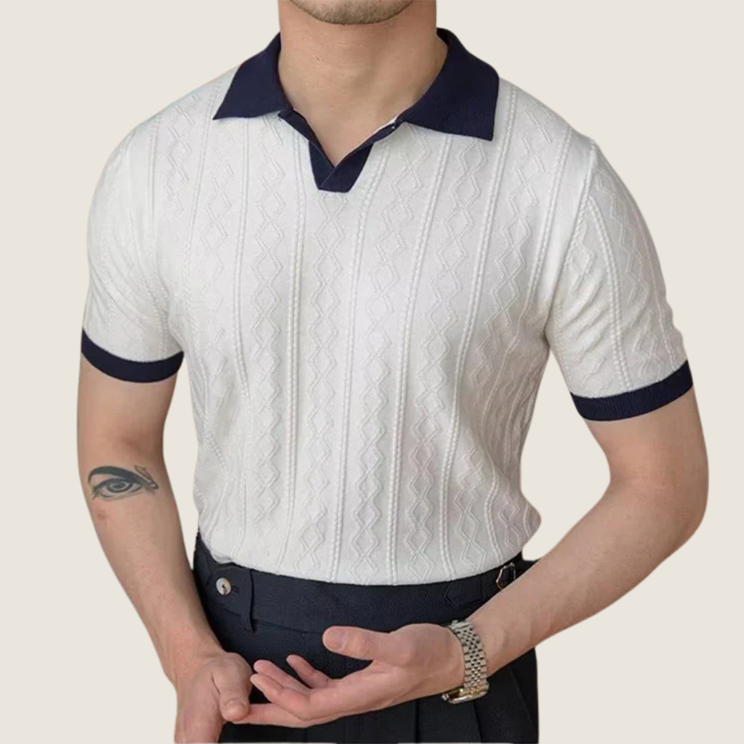 Polo Uomo in Cotone Colletto a Contrasto Strutturato - Brentozzi