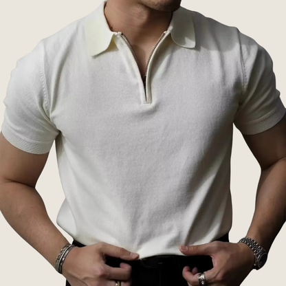Polo Uomo Cotone Collo con Zip Stile Minimalista