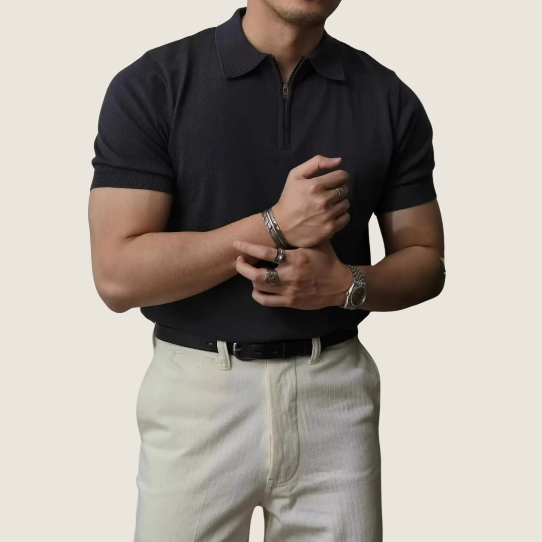 Polo Uomo Cotone Collo con Zip Stile Minimalista - Brentozzi