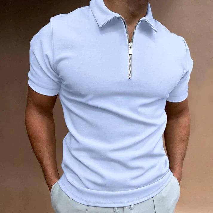Polo Uomo Mezza Zip Collo Alto Cotone - Brentozzi