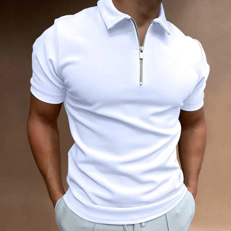Polo Uomo Mezza Zip Collo Alto Cotone