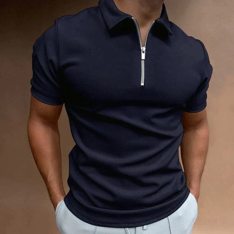 Polo Uomo Mezza Zip Collo Alto Cotone