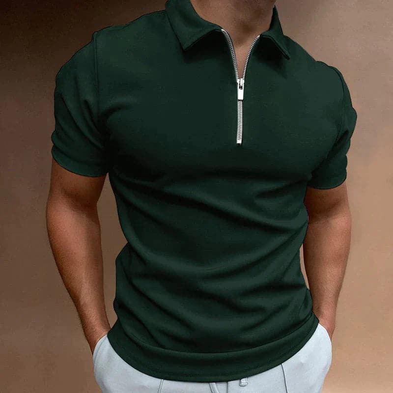 Polo Uomo Mezza Zip Collo Alto Cotone