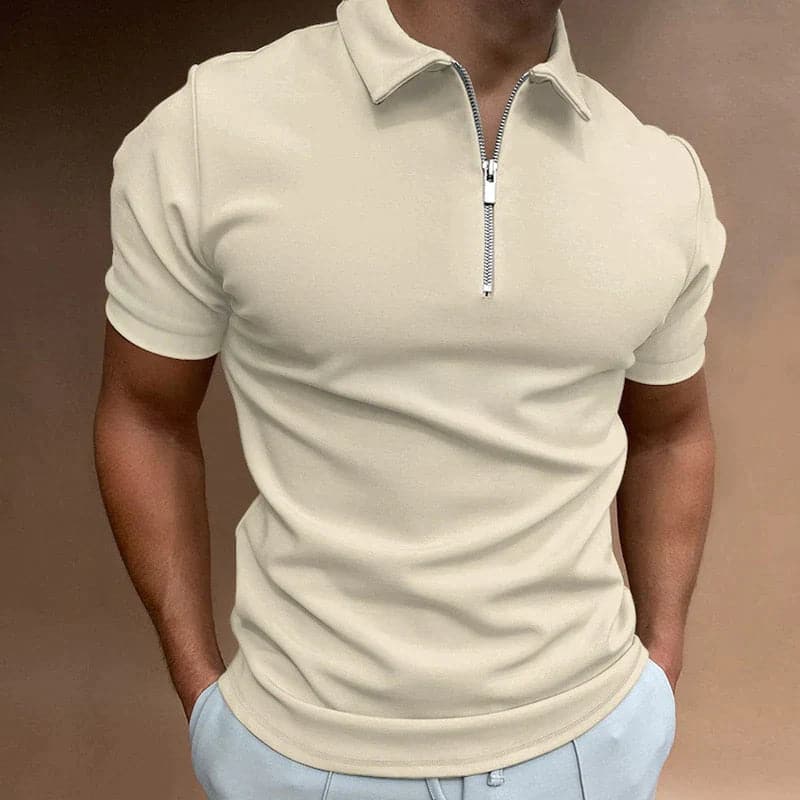 Polo Uomo Mezza Zip Collo Alto Cotone