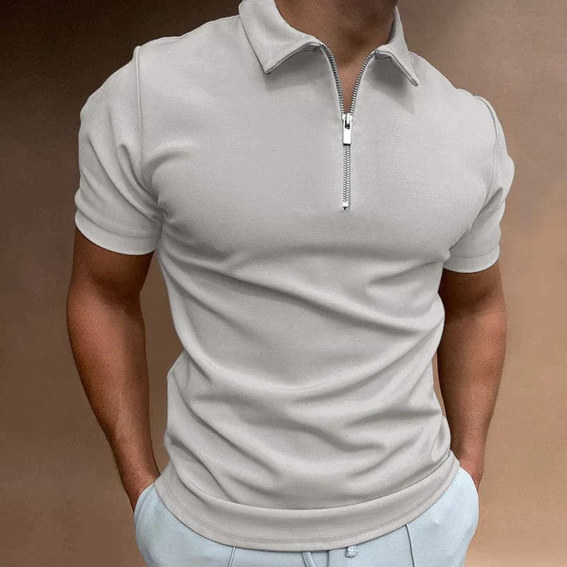 Polo Uomo Mezza Zip Collo Alto Cotone