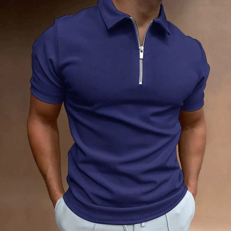 Polo Uomo Mezza Zip Collo Alto Cotone