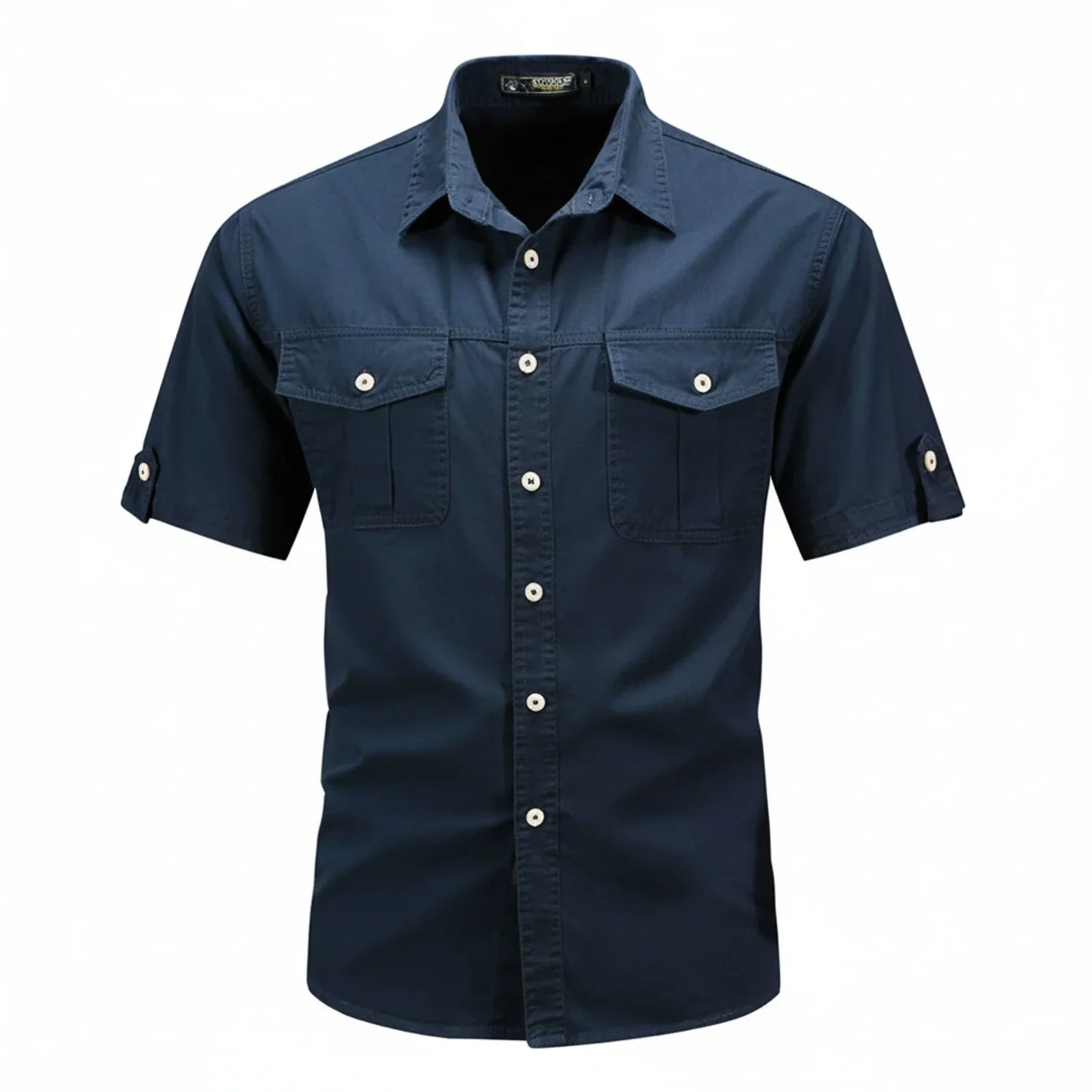 Camicia Uomo Manica Corta Tessuto Tecnico Tasche Funzionali