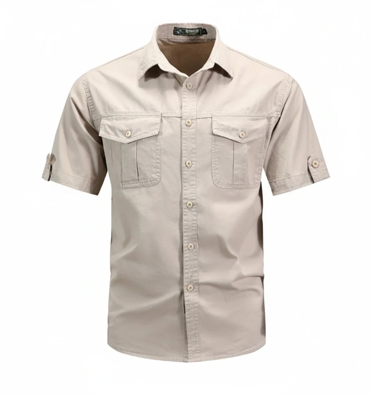 Camicia Uomo Manica Corta Tessuto Tecnico Tasche Funzionali