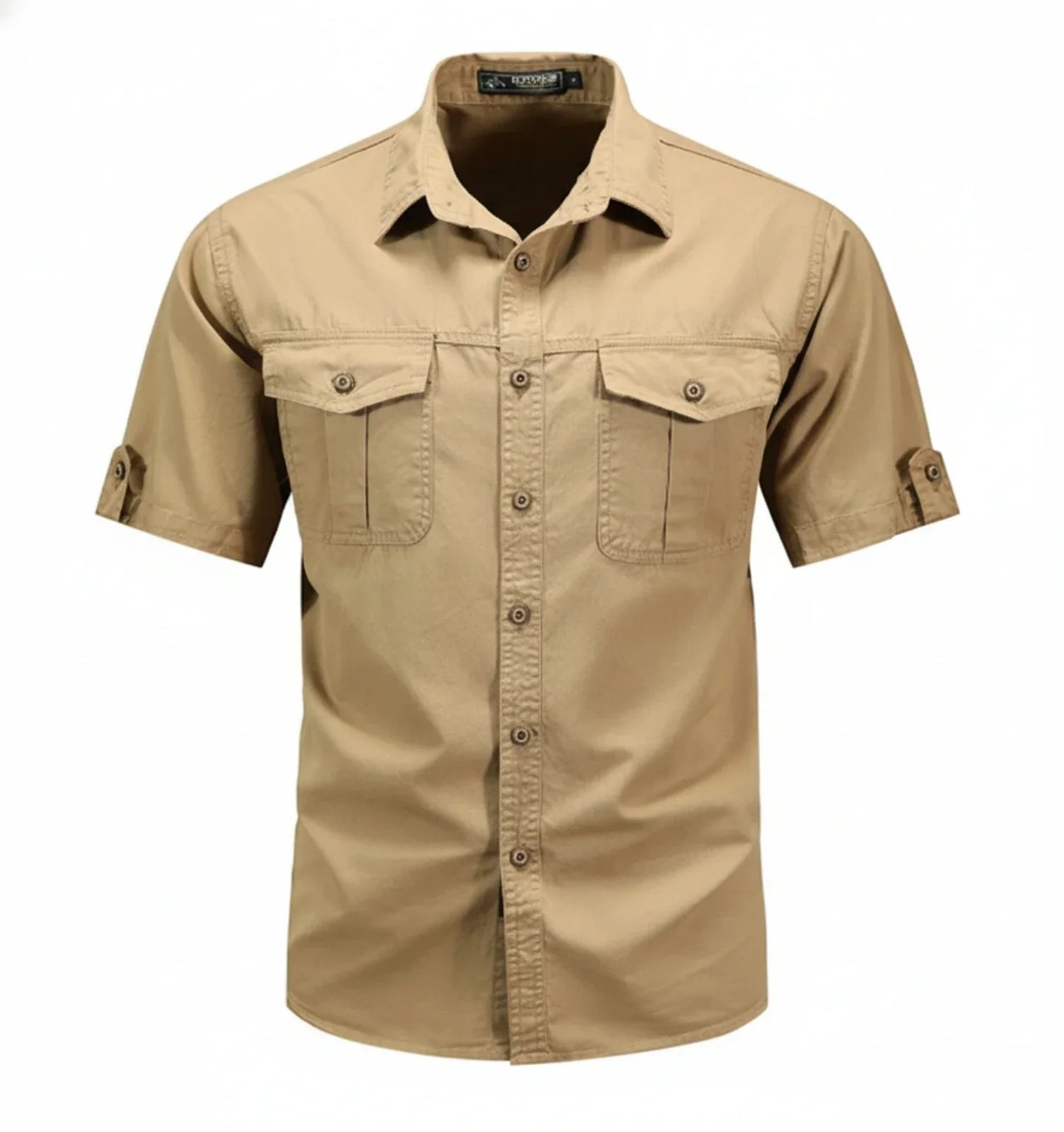 Camicia Uomo Manica Corta Tessuto Tecnico Tasche Funzionali
