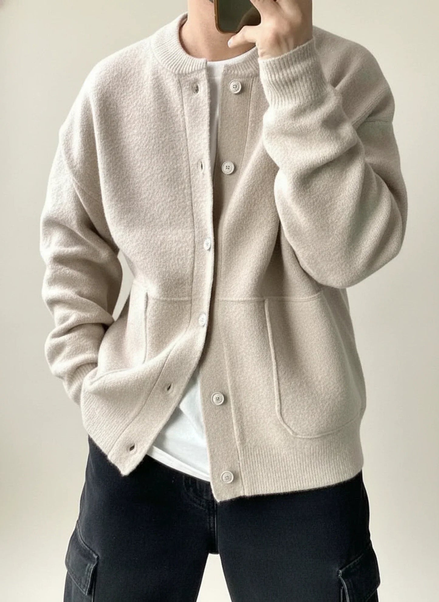 Cardigan Uomo Casual in Maglia con Bottoni