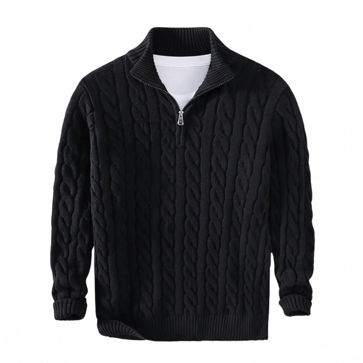 Maglione Uomo Treccia Mezza Zip