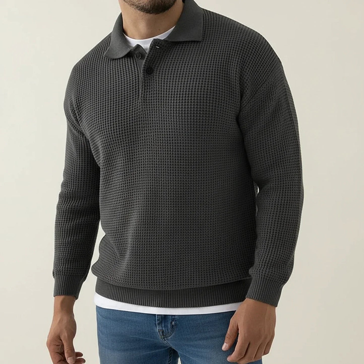 Maglione Uomo Strutturato Collo con Bottoni - Brentozzi