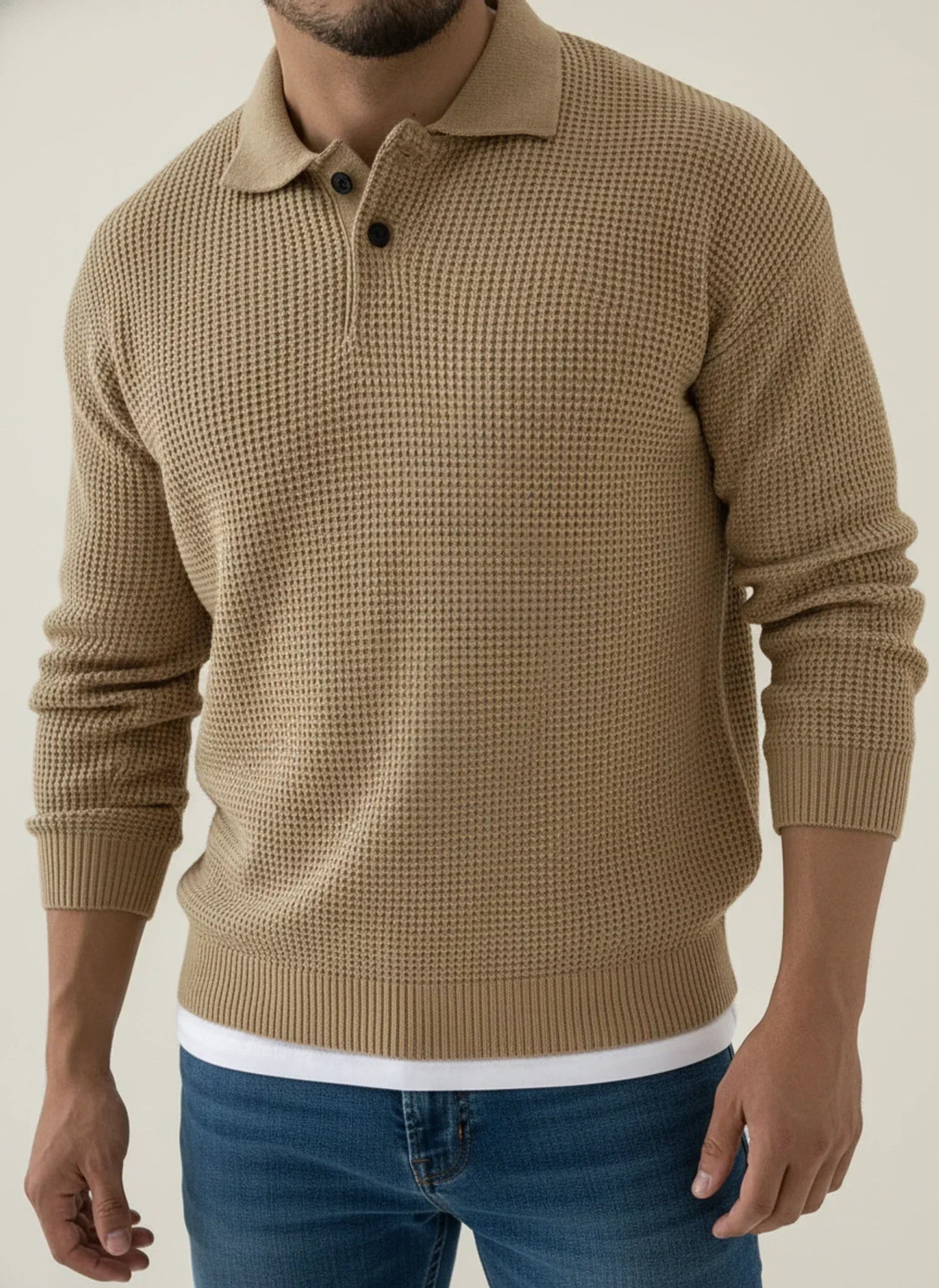 Maglione Uomo Strutturato Collo con Bottoni