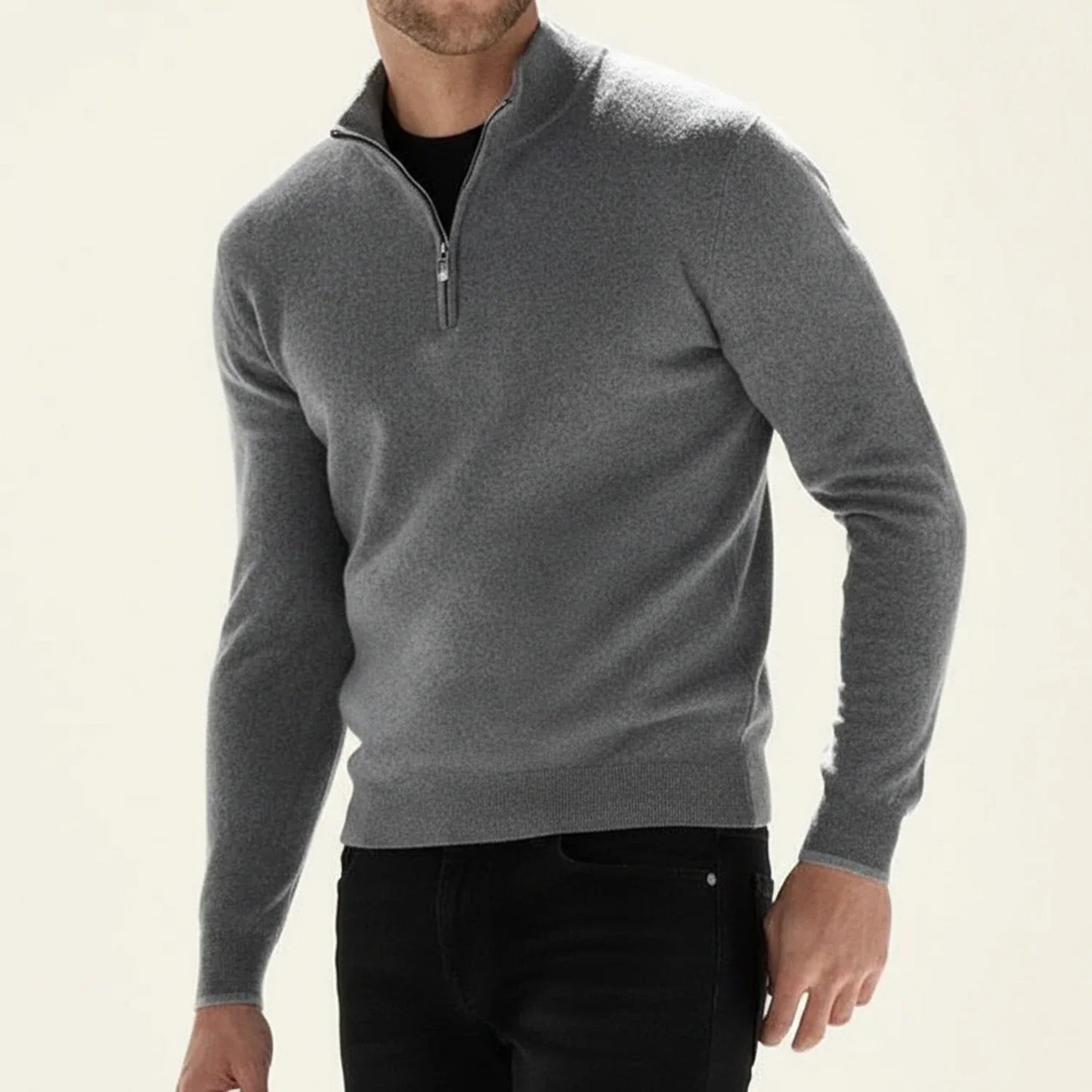 Maglione Uomo Manica Lunga con Mezza Cerniera