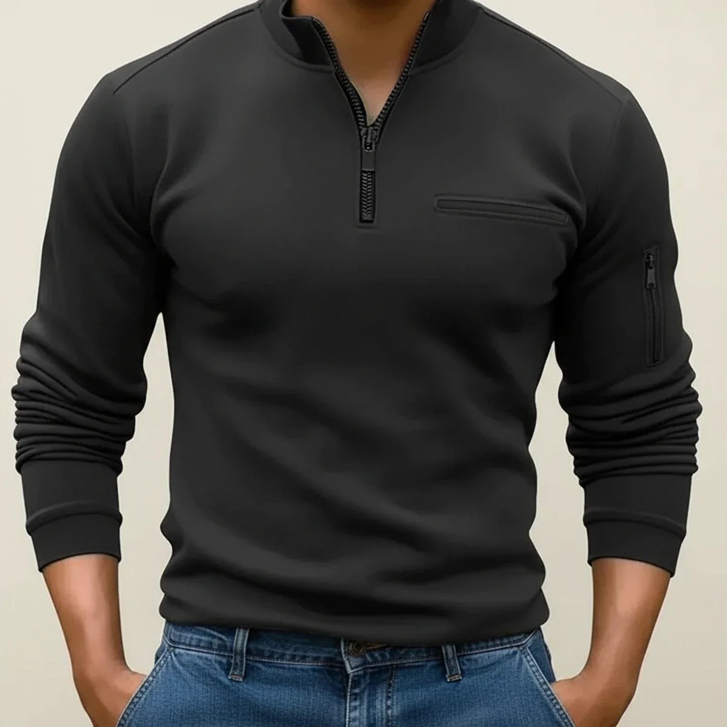 Maglione Uomo Manica Lunga con Zip a Quarto - Brentozzi