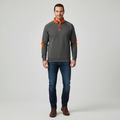 Maglione Uomo con Mezza Cerniera Collo Alto Contrasto