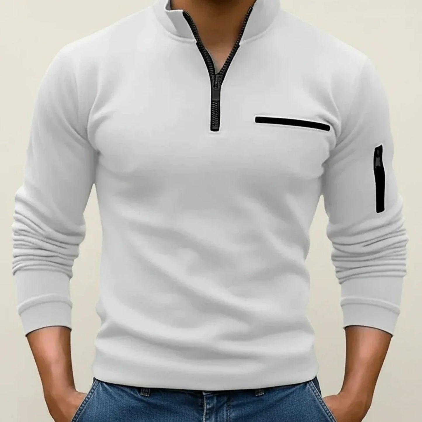 Maglione Uomo Manica Lunga con Zip a Quarto