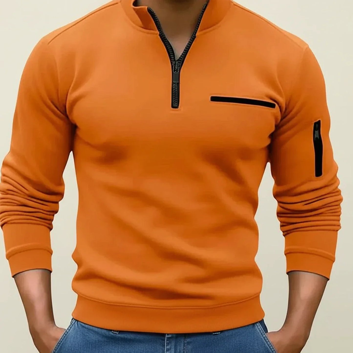 Maglione Uomo Manica Lunga con Zip a Quarto