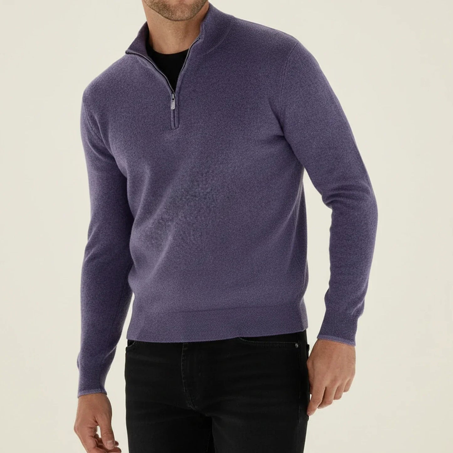 Maglione Uomo Manica Lunga con Mezza Cerniera