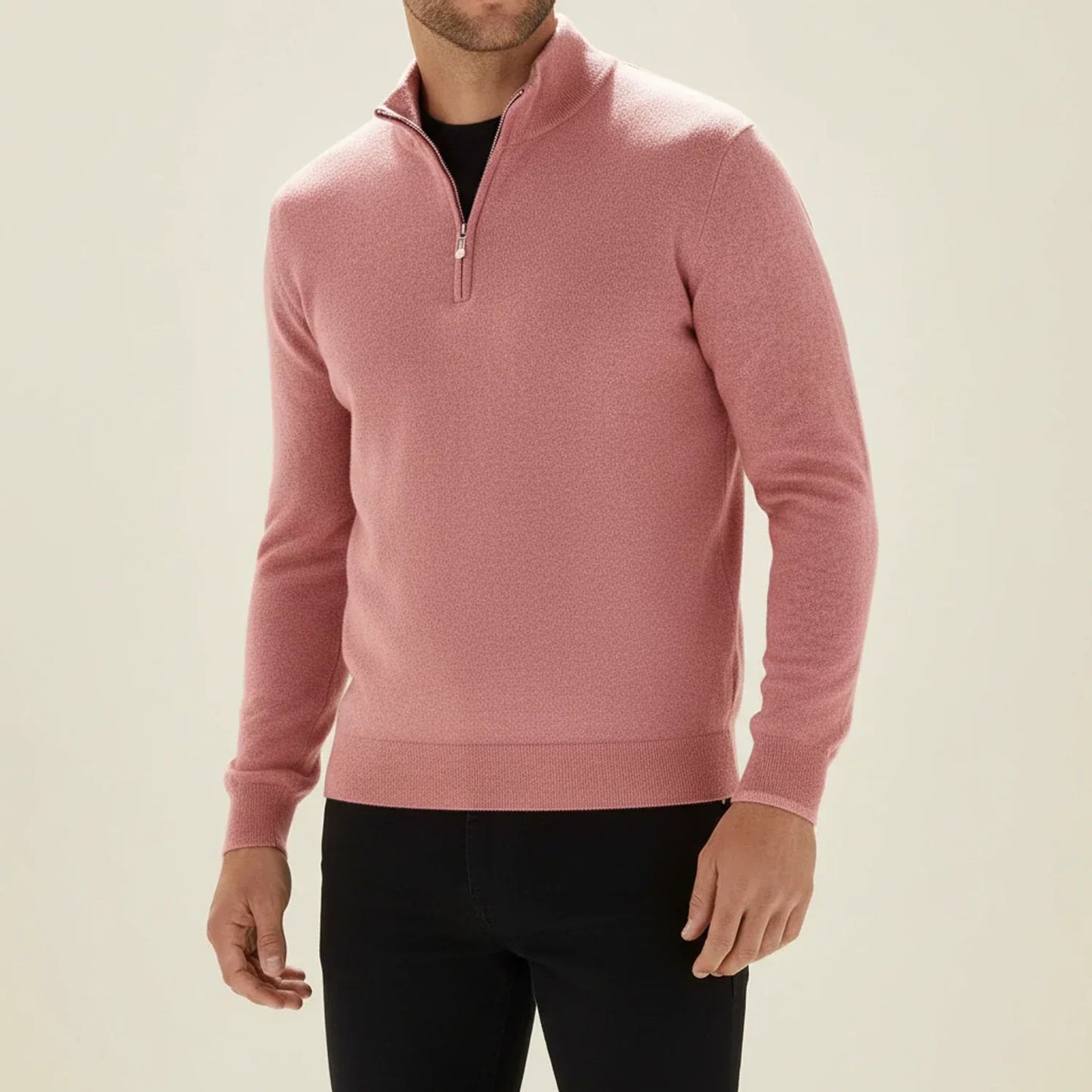 Maglione Uomo Manica Lunga con Mezza Cerniera
