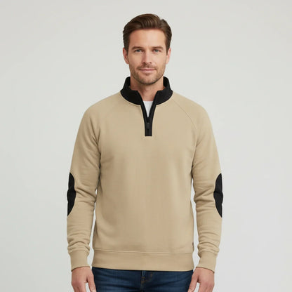 Maglione Uomo con Mezza Cerniera Collo Alto Contrasto