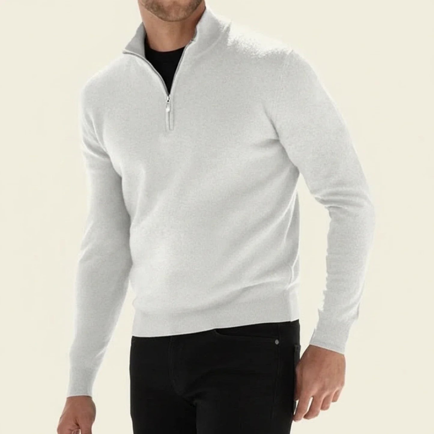 Maglione Uomo Manica Lunga con Mezza Cerniera