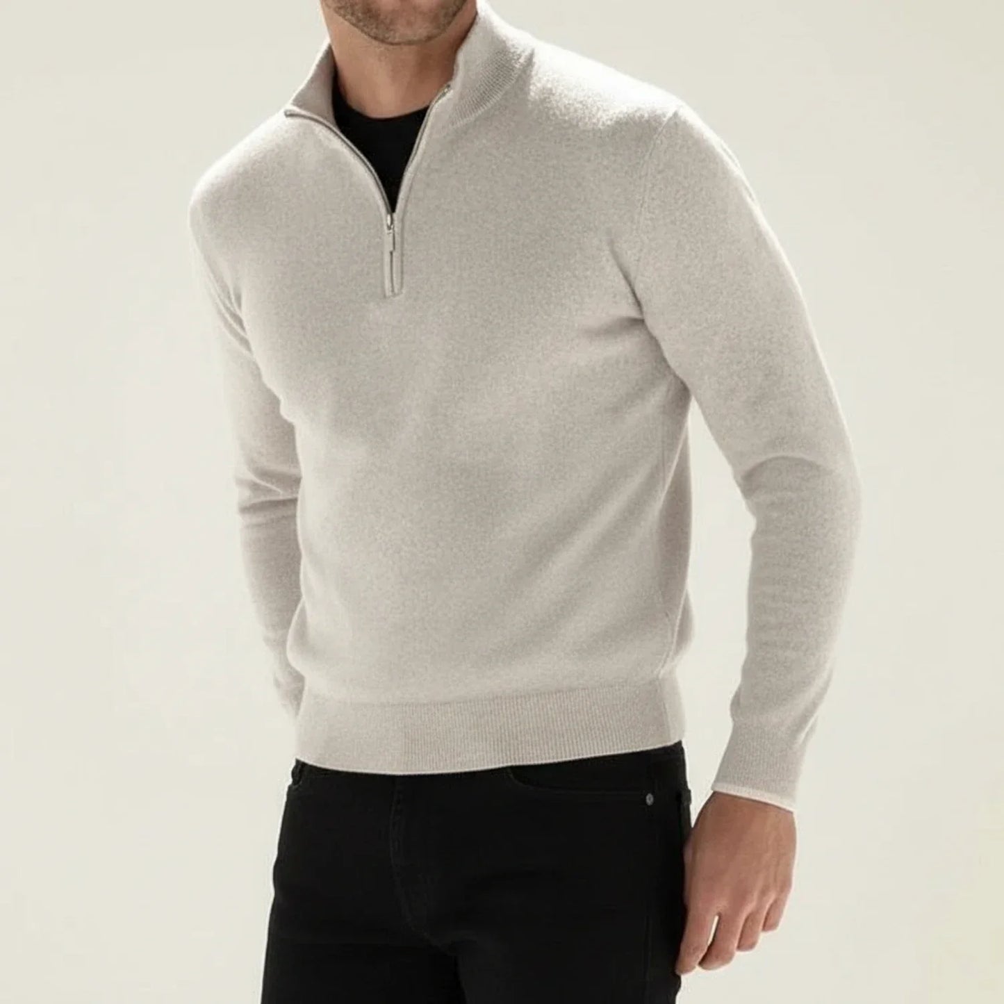 Maglione Uomo Manica Lunga con Mezza Cerniera