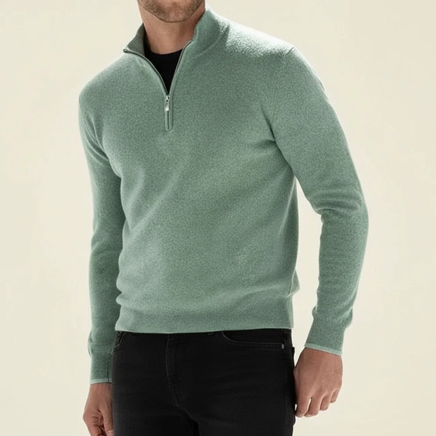 Maglione Uomo Manica Lunga con Mezza Cerniera