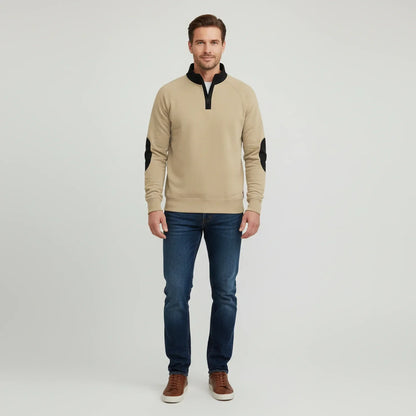 Maglione Uomo con Mezza Cerniera Collo Alto Contrasto
