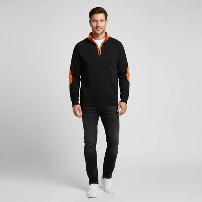 Maglione Uomo con Mezza Cerniera Collo Alto Contrasto