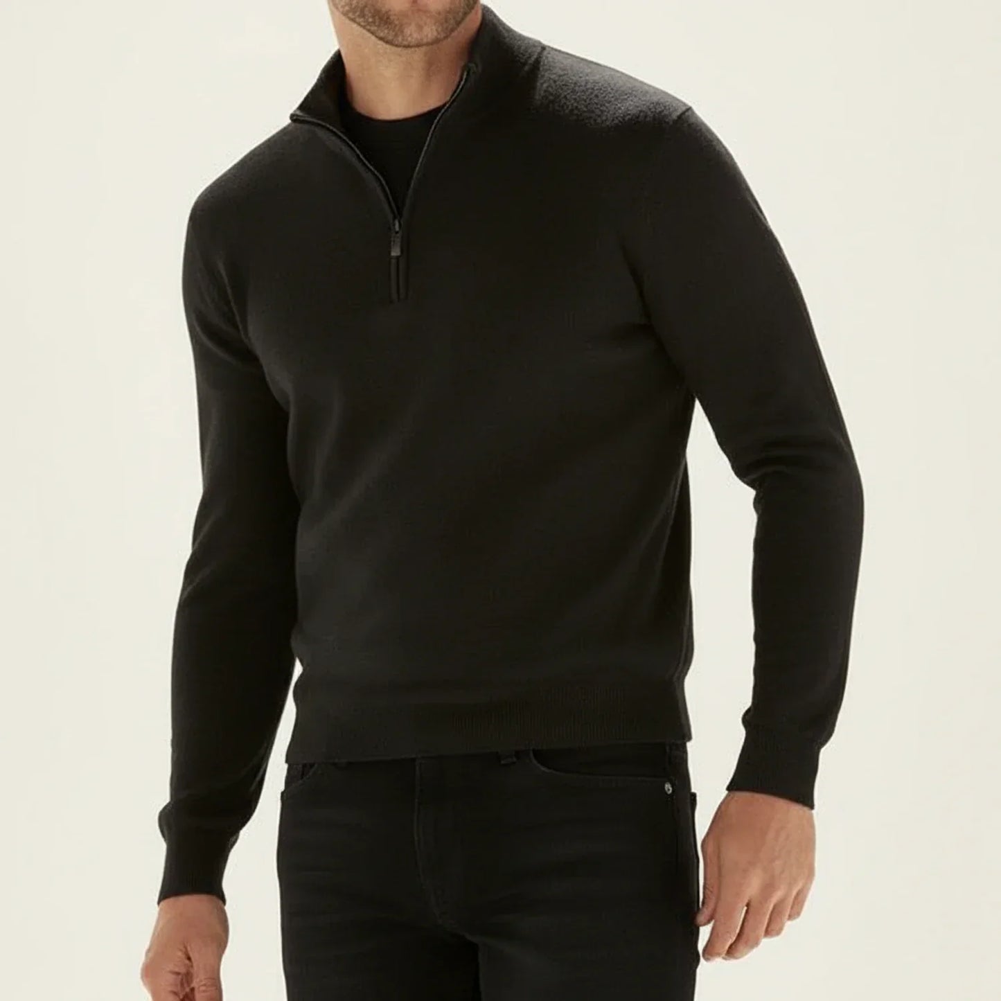 Maglione Uomo Manica Lunga con Mezza Cerniera