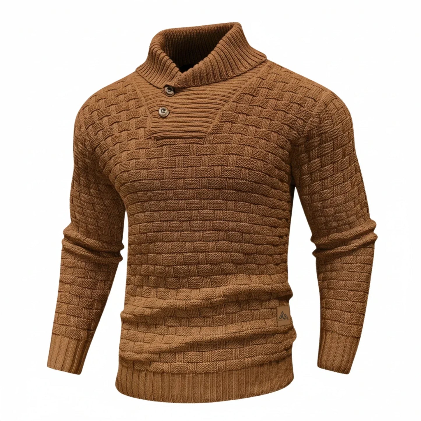 Maglione Uomo in Maglia Strutturata Collo con Bottoni