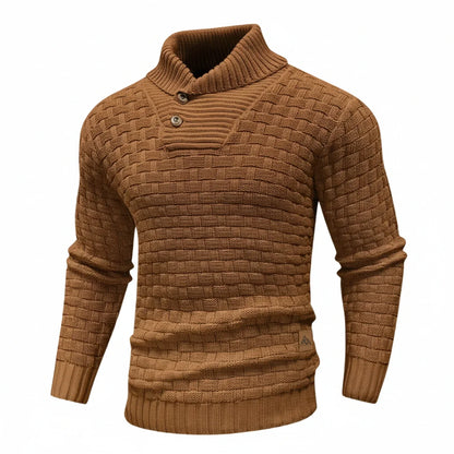 Maglione Uomo in Maglia Strutturata Collo con Bottoni