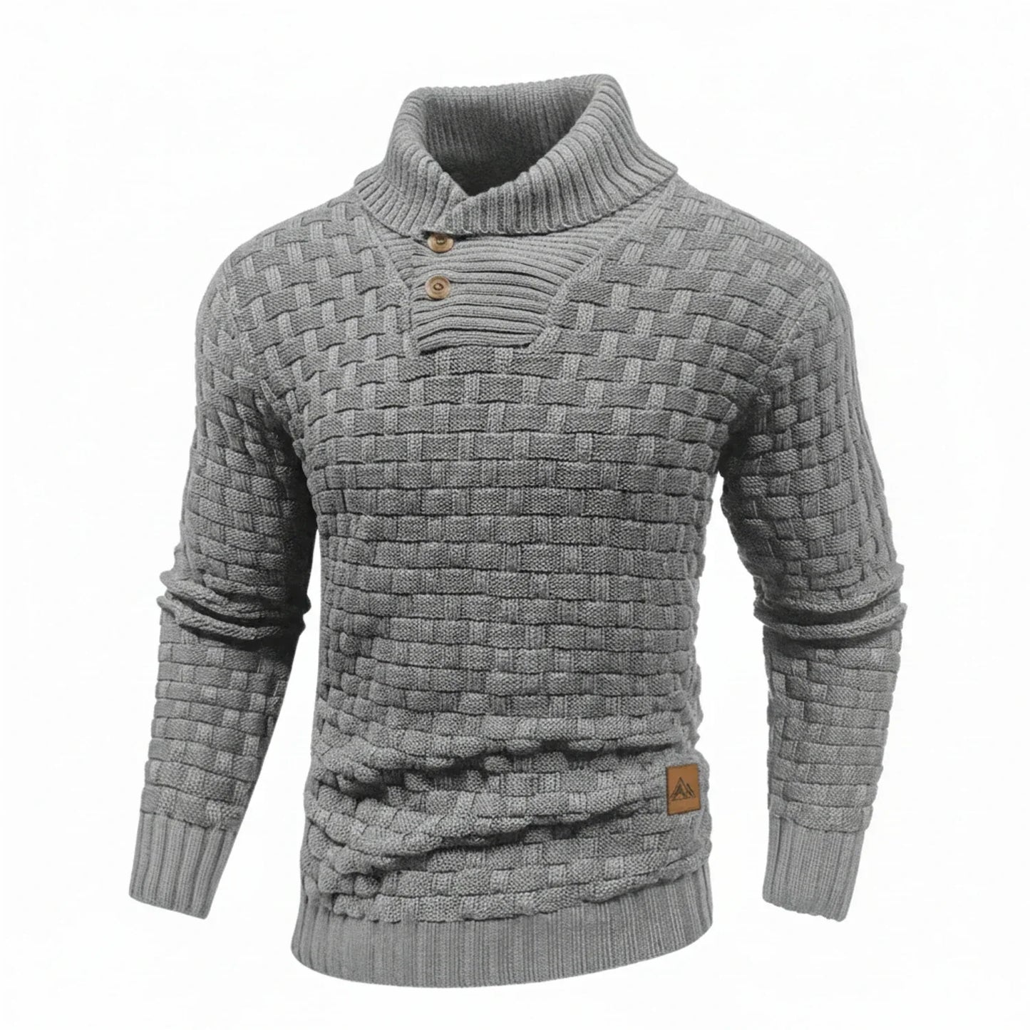 Maglione Uomo in Maglia Strutturata Collo con Bottoni