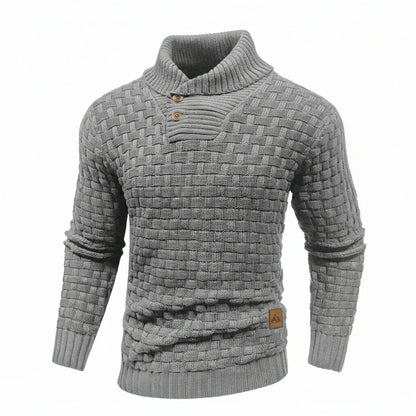 Maglione Uomo in Maglia Strutturata Collo con Bottoni