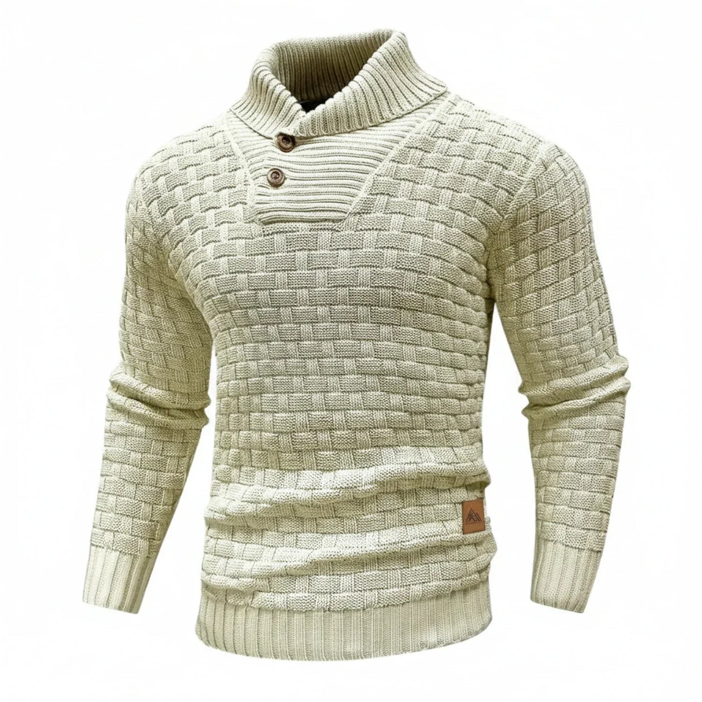 Maglione Uomo in Maglia Strutturata Collo con Bottoni