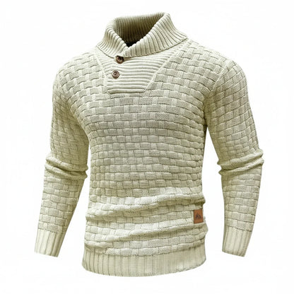 Maglione Uomo in Maglia Strutturata Collo con Bottoni